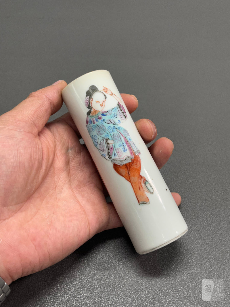 清道光  粉彩仕女图香筒 - 图7